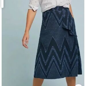 Anthropologie x Eva Franco Textured Chevron Midi Skirt